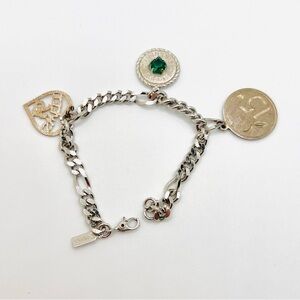 Vintage Monet Silver Plated Charm Bracelet With Sterling Charms